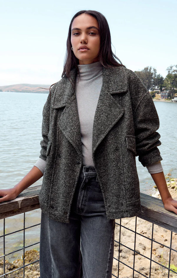 Ari Herringbone Coat - Blue Windows