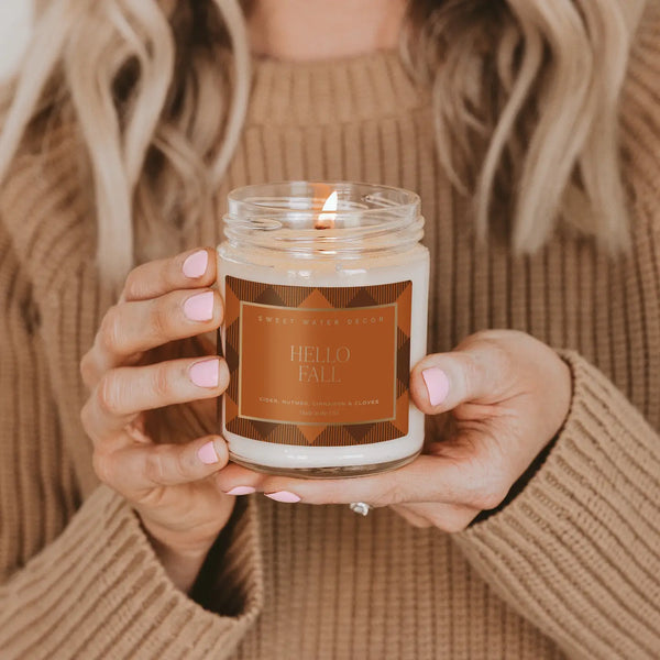 Hello Fall Plaid Candle