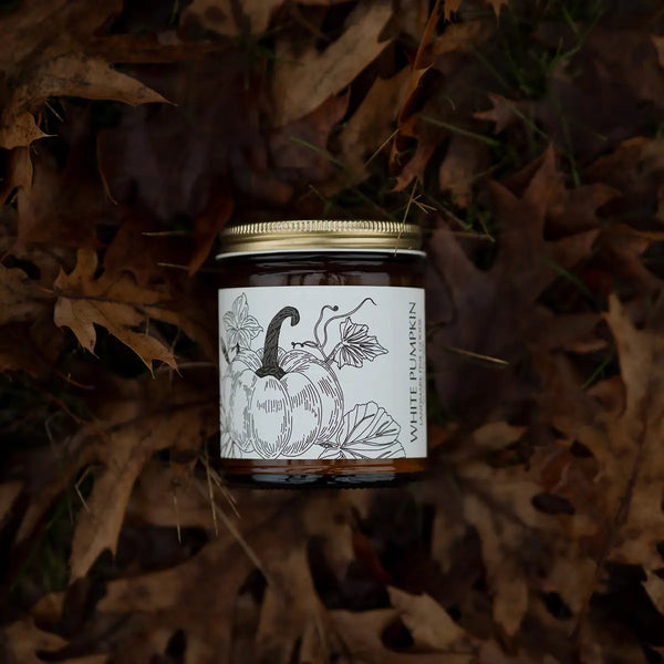 White Pumpkin Candle: Botanical Label