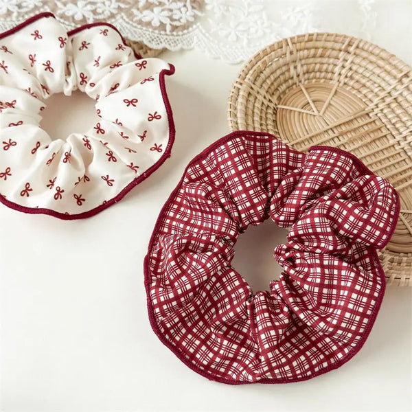Holiday Plaid & Bows Scrunchies