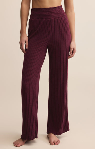 Dawn Smocked Pant: Merlot