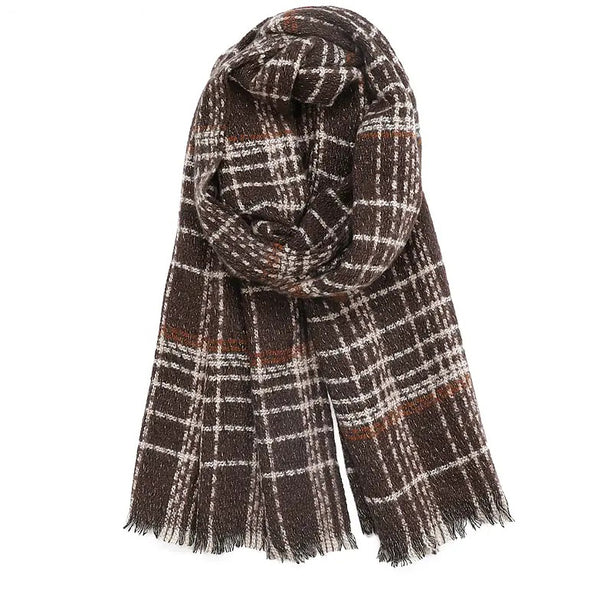 Dark Brown Plaid Scarf