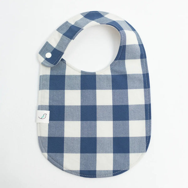 Denim Gingham Snap Bib