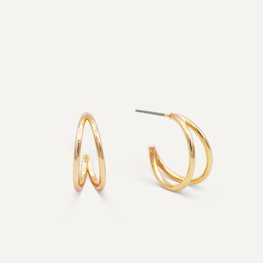 Illusion Double Gold Hoops