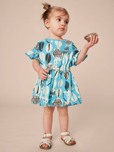 Blockprint Shells Tie Waist Dress