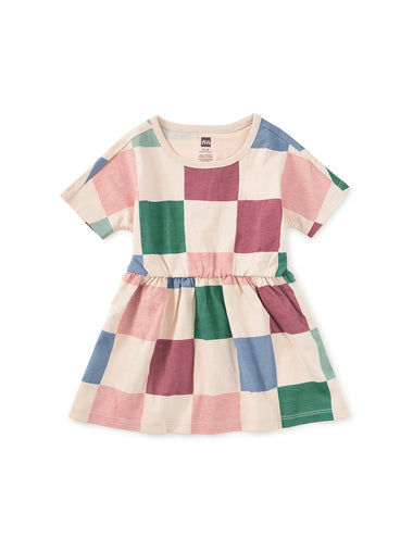 Oversized Checkerboard Twirl Dress