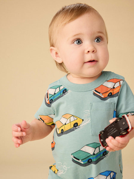 Vintage Cars Pocket Romper