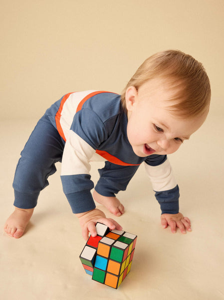 Naval Blue Colorblock Ruby Romper