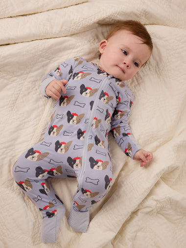 French Bulldogs Footed Romper