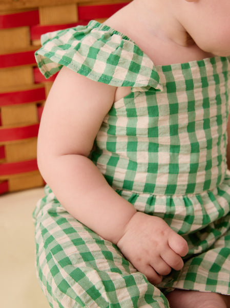 Garden Party Check Flutter Back Romper