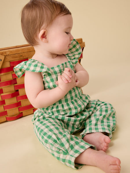 Garden Party Check Flutter Back Romper