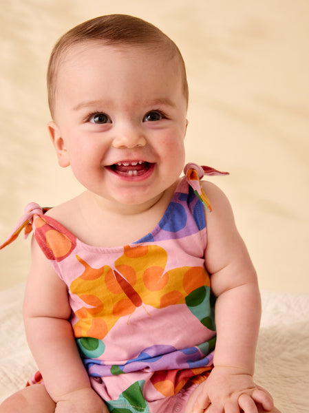 Butterfly Spot Tie Shoulder Romper