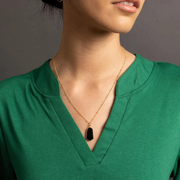 Black Onyx Hexagon Necklace