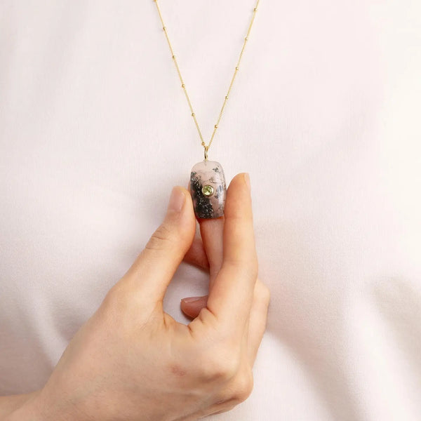 Moss Agate and Peridot Pendant