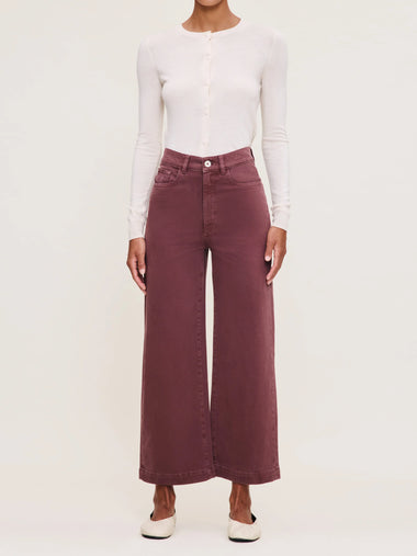 Hepburn High-Rise Twill Wide Leg Ankle: Dried Rose