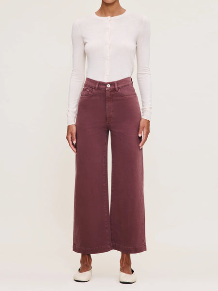 Hepburn High-Rise Twill Wide Leg Ankle: Dried Rose