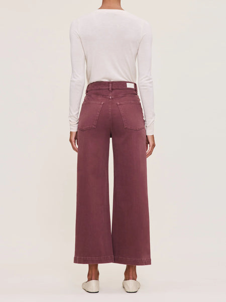 Hepburn High-Rise Twill Wide Leg Ankle: Dried Rose