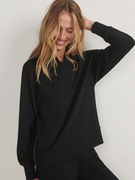 Macie Zip Hem Sweater: Black