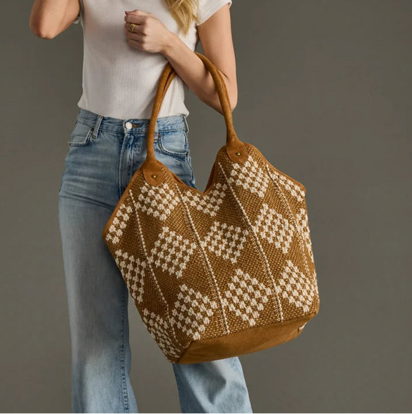 Brown + Cream Diamond Tote