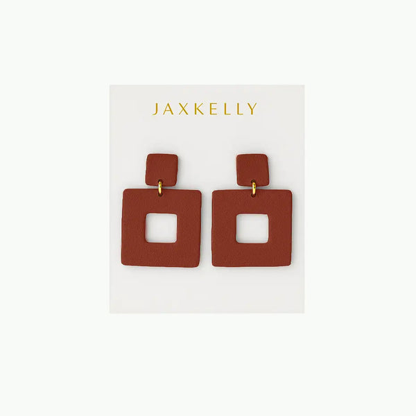 Square Clay Terracotta Earrings