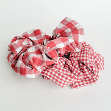 Red Gingham Scrunchie Set