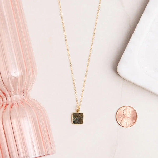 Labradorite Square Necklace