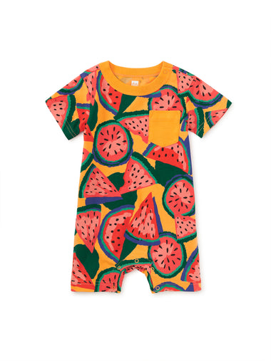 Wiggly Watermelons Pocket Shortie Romper
