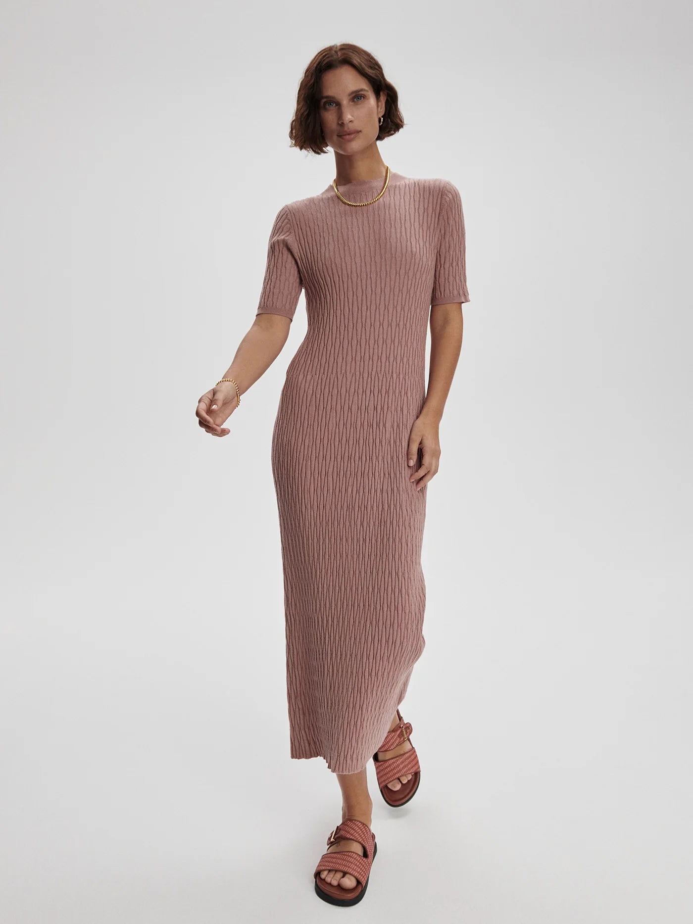knee length dresses for ladies Rio Knit Midi Dress Natural Sunflower main image 0