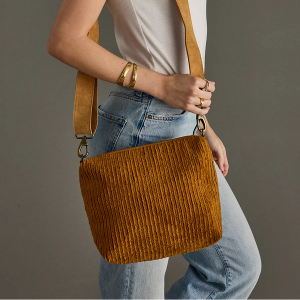 Corduroy Crossbody: Mustard