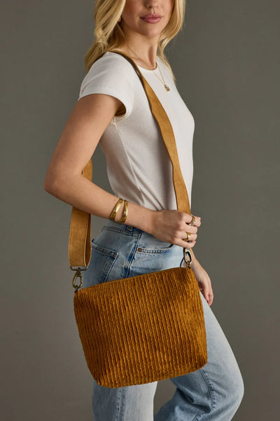 Corduroy Crossbody: Mustard