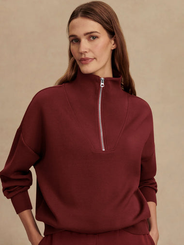 Hawley Half Zip Sweat: New Maroon