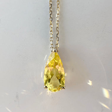 Lemon Quartz Pear Drop Necklace