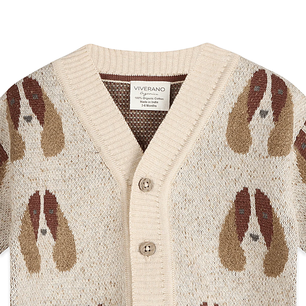 Dog Jacquard Knit Cardigan