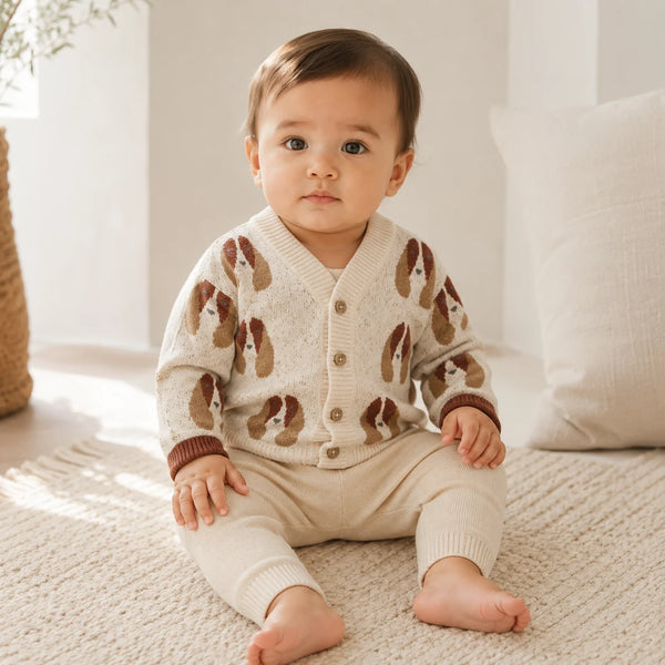 Dog Jacquard Knit Cardigan