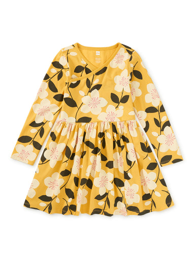 Plum Blossom Wrap Neck Dress