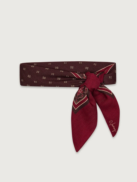 Wool Blend Border Scarf: Rumba Rose