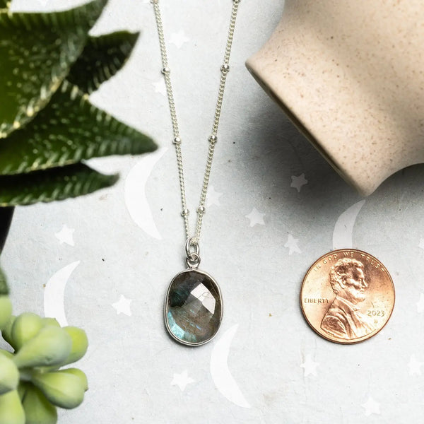 Labradorite Oval Sterling Silver Necklace