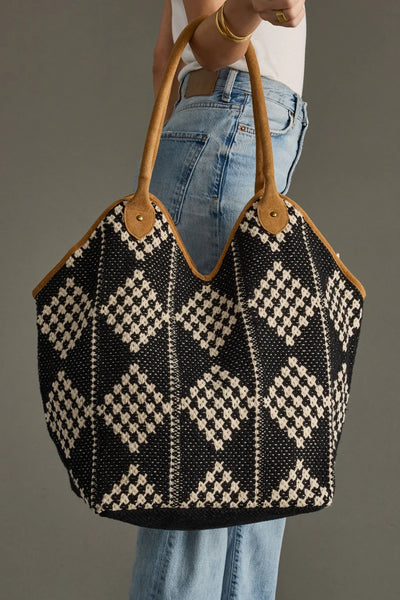 Black + Cream Diamond Tote