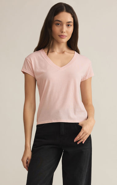 Modern V-Neck Tee: Pink Salt