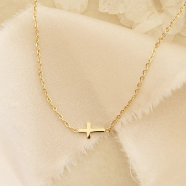 Dainty Sideways Cross Necklace