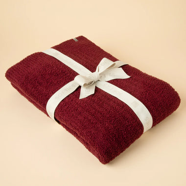 Solid Rib Marshmallow Blanket: Cherry Cola
