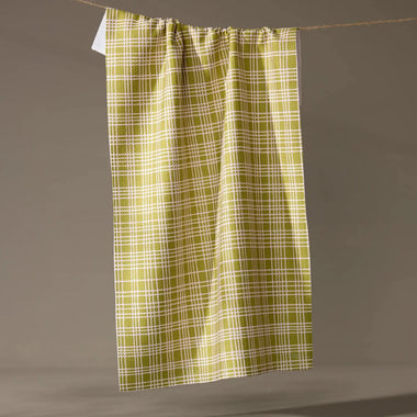 Orchard Plaid Green Tea Towel