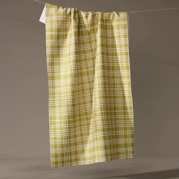 Orchard Plaid Green Tea Towel