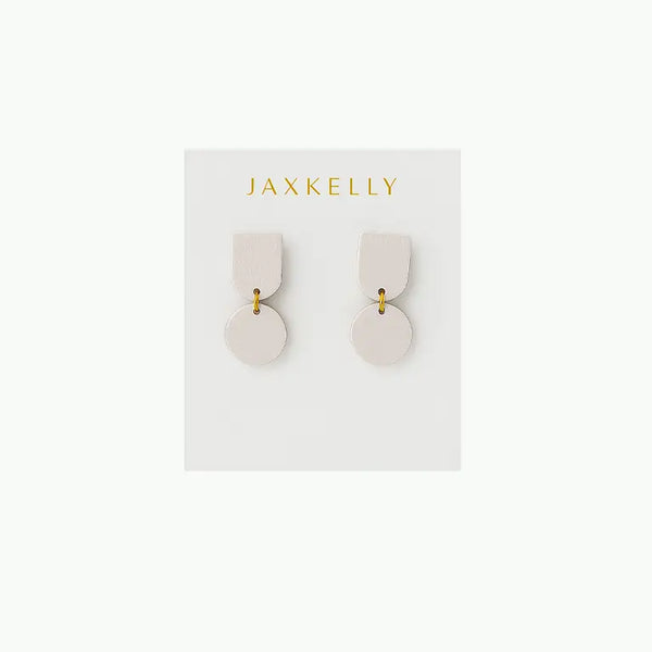 Oat Circle Dome Clay Earrings