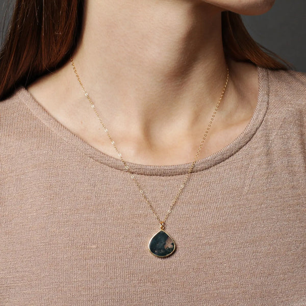 Moss Agate Drop Necklace