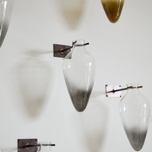 Small Teardrop Wall Mount Vase: Smoke