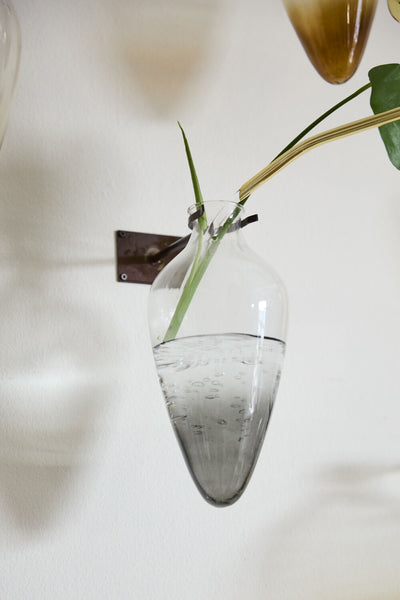 Small Teardrop Wall Mount Vase: Smoke