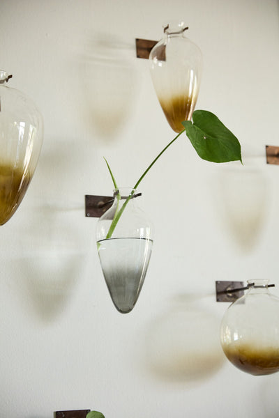 Small Teardrop Wall Mount Vase: Smoke