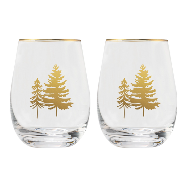 Trees Stemless Wine Glasses Set 2