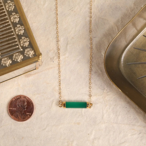 Green Onyx Bar Necklace